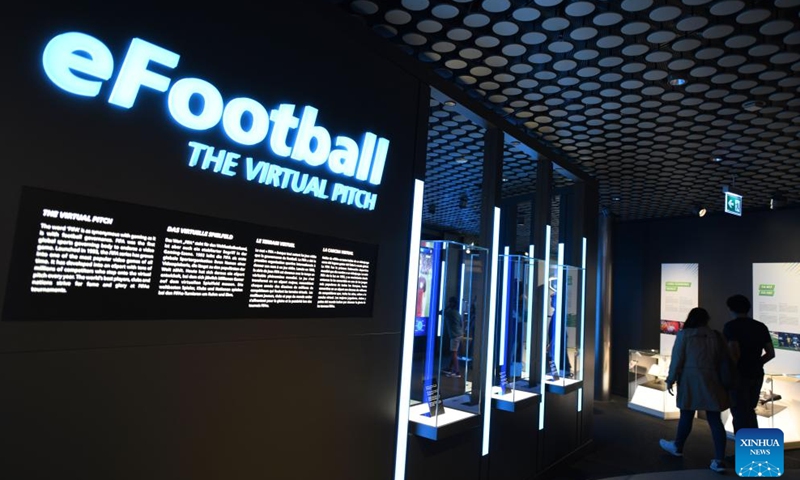 People visit the FIFA Museum in Zurich, Switzerland, Oct. 12, 2023. The FIFA Museum in Zurich presents the exhibition Designing the Beautiful Game from Oct. 13, 2023. (Photo: Xinhua)