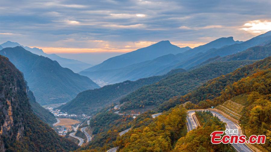 Intoxicating landscape at Shennongjia National Park as fall colors travel down the mountainsides from the highest elevations to the foothills in central China's Hubei Province. (Photo: China News Service/Li Kaiyu)