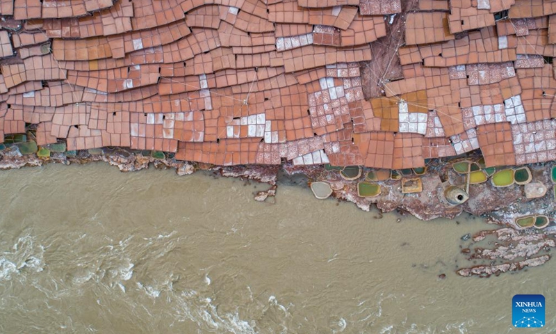 This aerial photo taken on Oct. 20, 2023 shows salt fields in Naxi Ethnic Township of Markam County in the city of Qamdo, southwest China's Tibet Autonomous Region. (Photo: Xinhua)