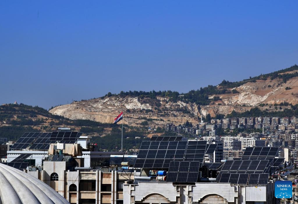 Solar panels are seen on rooftops in Damascus, Syria, Oct. 25, 2023.(Photo: Xinhua)