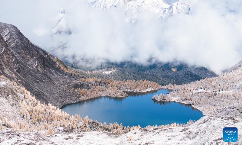 This aerial photo taken on Oct. 27, 2023 shows the autumn scenery along the road to Dangling village of Danba County, southwest China's Sichuan Province. (Photo: Xinhua)