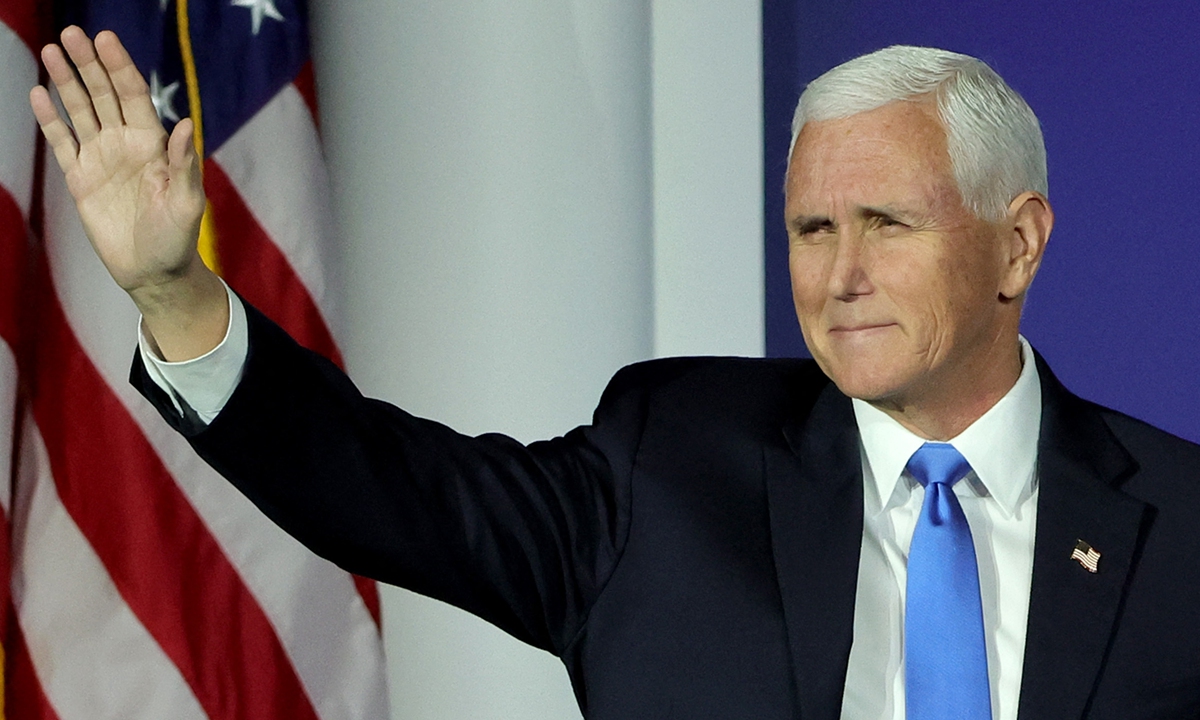 Republican presidential candidate former US vice president Mike Pence arrives at the Republican Jewish Coalition's Annual Leadership Summit at The Venetian Resort Las Vegas on October 28, 2023 in Las Vegas, Nevada. Pence announced that he was suspending his campaign for president at the event. Photo: AFP