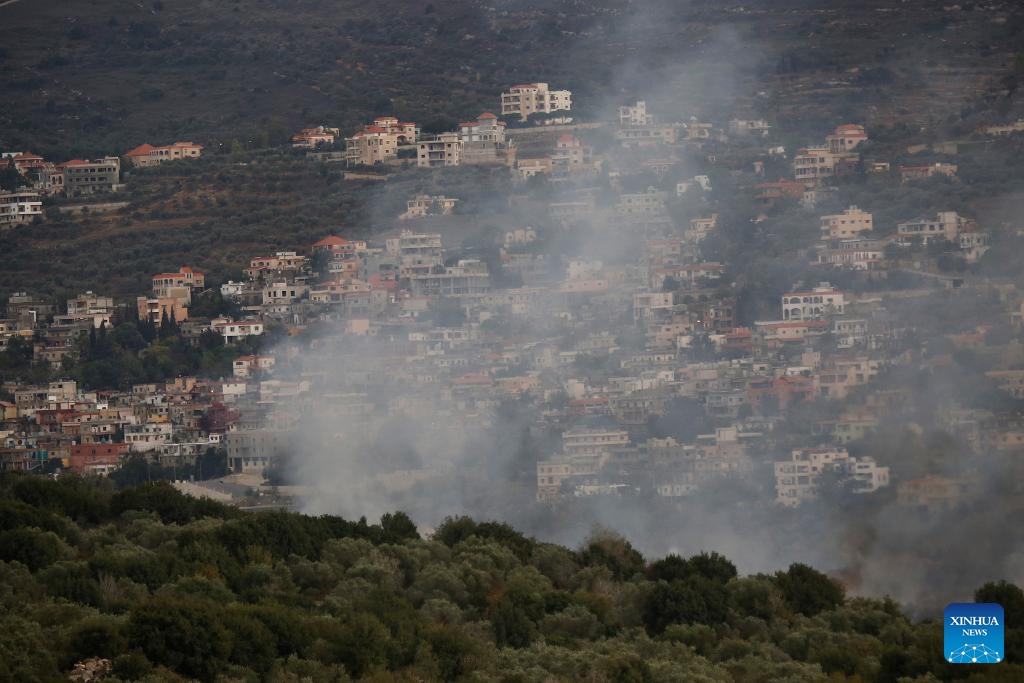 Smoke rises following an Israeli bombing in Kafr Kila, southern Lebanon, on Oct. 30, 2023. Clashes between Lebanon's Shiite military group Hezbollah and the Israeli army continued on Monday, killing a Hezbollah fighter and two members of the Palestinian Islamic Jihad (PIJ) group, according to statements from both groups.(Photo: Xinhua)