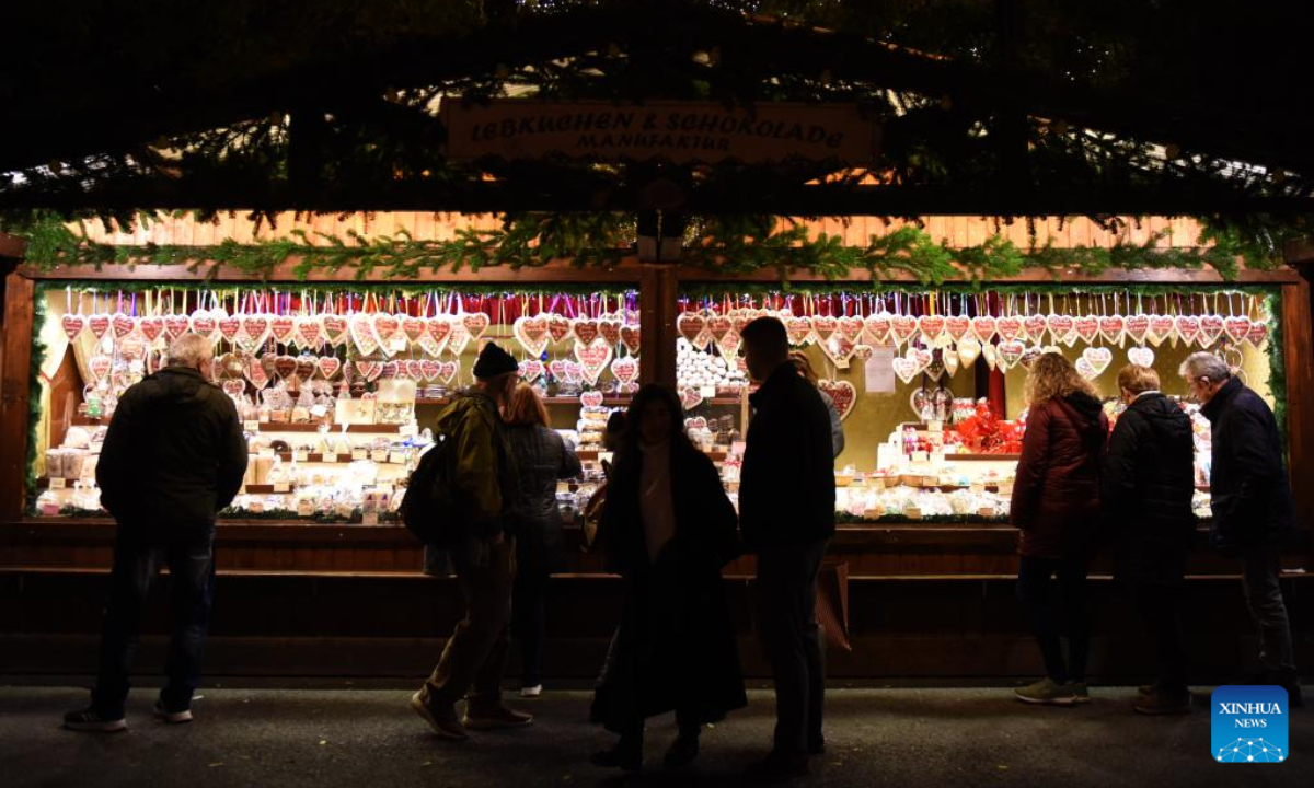 People visit a Christmas market in Vienna's Rathausplatz, Austria, Nov 16, 2023. Photo:Xinhua