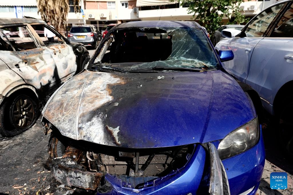 Vehicles are seen damaged in a rocket attack from Gaza on Oct. 31, in Ashdod, Israel, on Nov. 1, 2023. At least 8,525 Palestinians have been killed by Israeli strikes in Gaza since the beginning of the latest Israel-Hamas conflict starting from Oct. 7, according to the Gaza-based Health Ministry. Meanwhile, the Israeli military said the latest conflict has killed at least 1,400 people in Israel.(Photo: Xinhua)