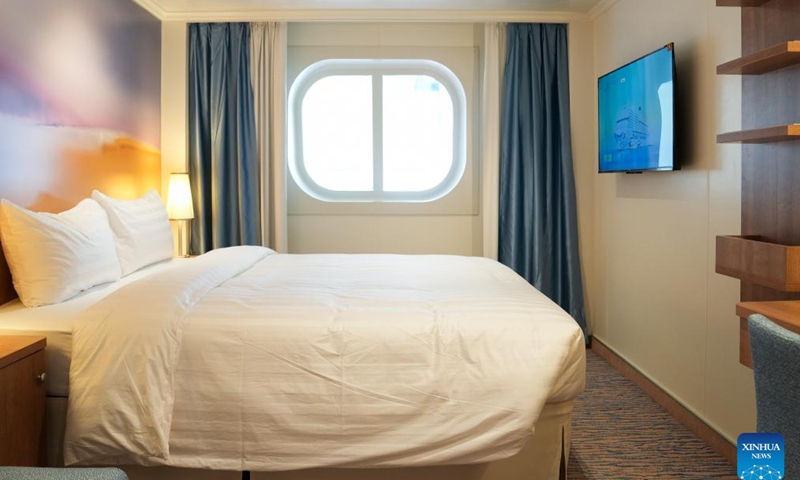 This photo taken on Nov. 4, 2023 shows the interior view of cruise ship Adora Magic City in Shanghai, east China. After five years of design, building and a subsequent trial voyage, China's first domestically-built large cruise ship, the Adora Magic City, was delivered in Shanghai on Saturday, with its maiden voyage scheduled for Jan. 1, 2024. (Photo: Xinhua)