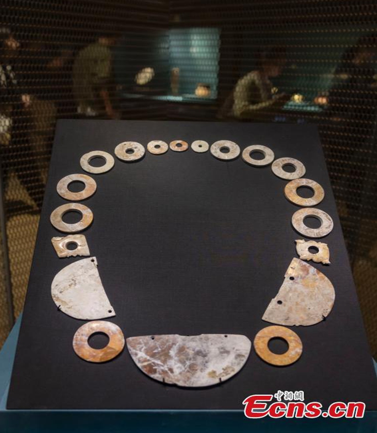 Jade artifacts are on display at Nanjing Museum in east China's Jiangsu Province, Nov. 2, 2023. (Photo: China News Service)