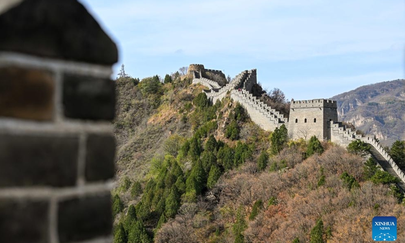 This photo taken on Nov. 6, 2023 shows the autumn scenery of the Huangyaguan Great Wall in Jizhou District of Tianjin, north China.(Photo: Xinhua)