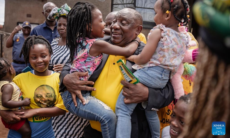 South African President Cyril Ramaphosa visits a voting station in Soweto, Johannesburg, South Africa, Nov. 18, 2023. The South African government on Friday called on the citizens to register to vote during the registration weekend so that they will be able to vote in the 2024 elections. (Photo: Xinhua)