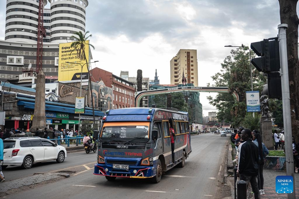 A minibus, known as a matatu to locals, is seen in a street in Nairobi, the capital of Kenya, Nov. 19, 2023.(Photo: Xinhua)