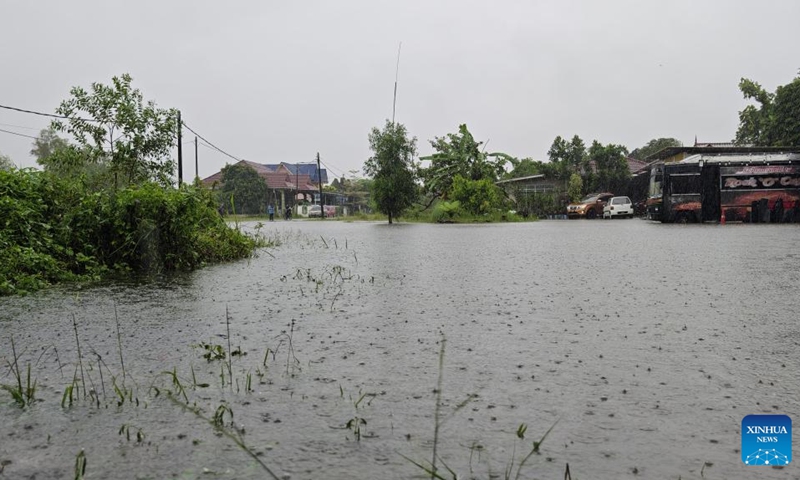 This photo shows a water-logged area in Terengganu state, Malaysia, Nov. 21, 2023. Flooding has displaced 2,294 people in the country's east coast state of Terengganu as of 3 p.m. local time on Tuesday following continuous heavy rains.(Photo: Xinhua)