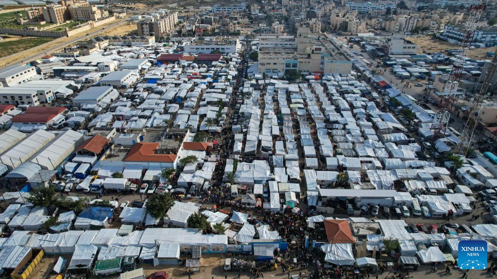 Temporary refugee camp in southern Gaza Strip city of Khan Younis