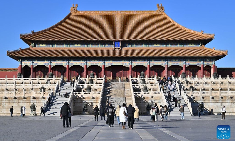 Tourists visit the Palace Museum, also known as the Forbidden City, in Beijing, capital of China, Nov. 29, 2023.(Photo: Xinhua)