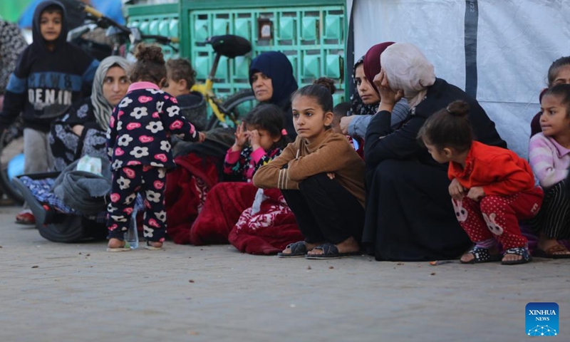 Homeless people are pictured at a hospital in central Gaza Strip city of Deir el-Balah, Dec. 3, 2023. (Photo: Xinhua)