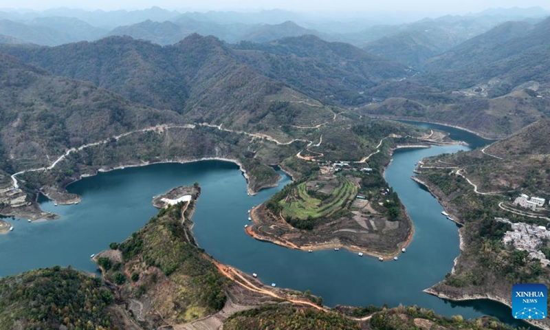 This aerial photo taken on Dec. 6, 2023 shows a view of Hongshui River in Luodian County of Bouyei-Miao Autonomous Prefecture of Qiannan, southwest China's Guizhou Province.(Photo: Xinhua)