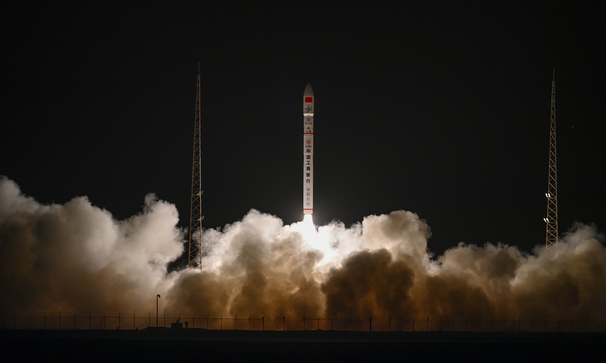 CERES-1 Y9, Beijing-based private company Galactic Energy's self-developed carrier rocket, blasts off at 7:33 am on December 5, 2023 from the Jiuquan Satellite Launch Center in Northwest China's Gansu Province. The rocket delivered two satellites, TIANYAN 16 and STARPOOL 1A into the planned twilight orbit. This is the first successful launch into twilight orbit by a private rocket firm in China. Photo: cnsphoto 