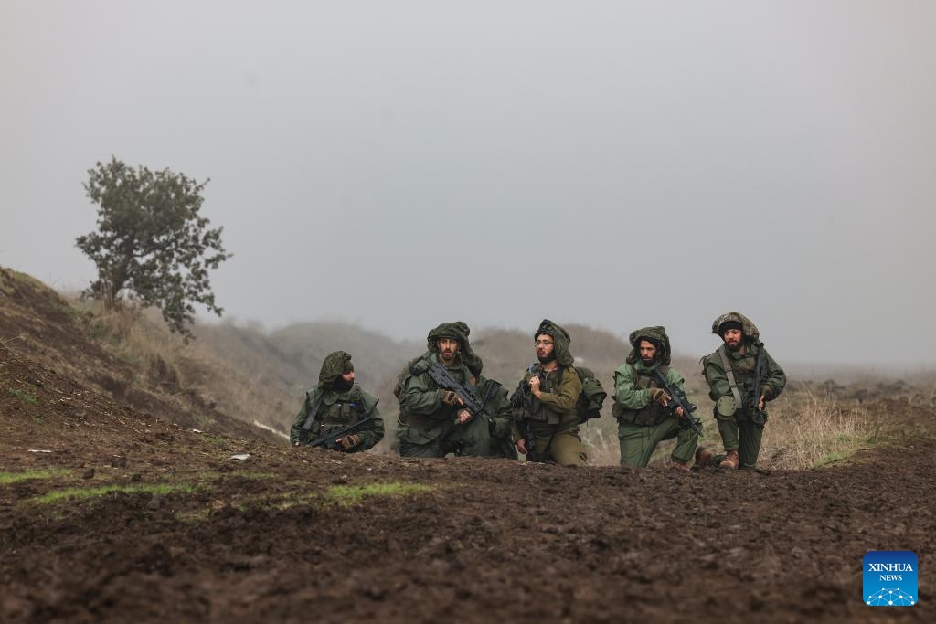 Israeli soldiers take part in a military drill in the Golan Heights, Dec. 6, 2023.(Photo: Xinhua)