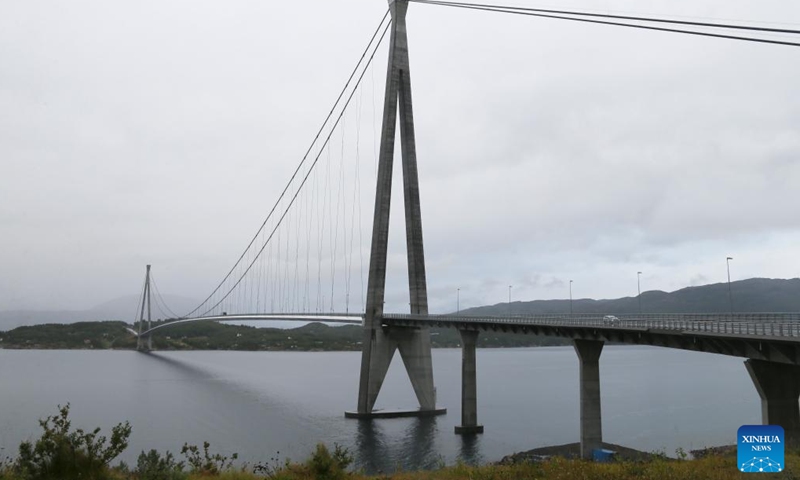 This photo taken on Sept. 4, 2023 shows the Halogaland Bridge near Norway's northern port city of Narvik. (Photo: Xinhua)