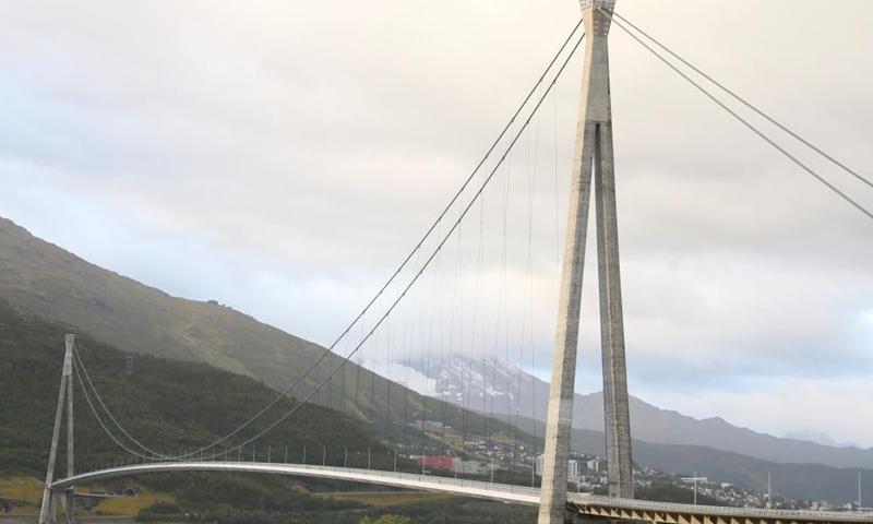 This photo taken on Sept. 5, 2023 shows the Halogaland Bridge near Norway's northern port city of Narvik. (Photo: Xinhua)