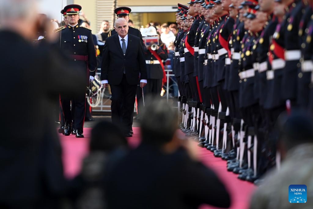 Maltese President George Vella inspects the Armed Forces of Malta during Republic Day celebrations in Valletta, Malta, on Dec. 13, 2023. Malta celebrated the 49th anniversary as a Republic on Wednesday.(Photo: Xinhua)