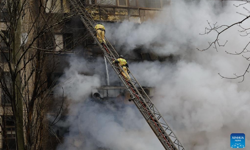 Damaged building hit by recent shelling in Donetsk - Global Times