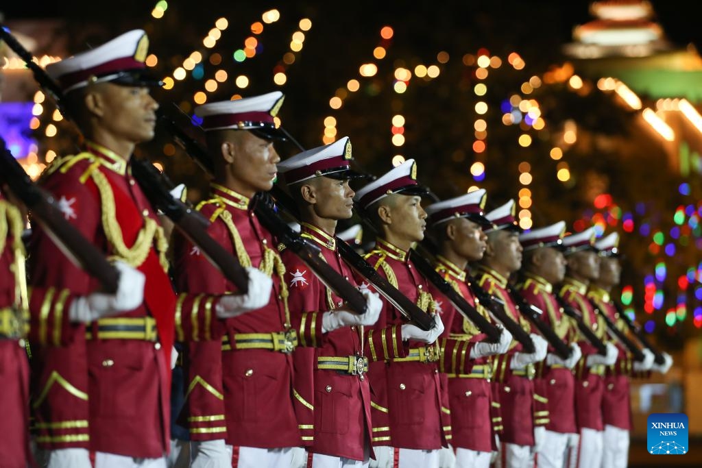 Guard of honor attend a ceremony held to mark Myanmar's 76th Independence Day in Nay Pyi Taw, Myanmar, Jan. 4, 2024.(Photo: Xinhua)