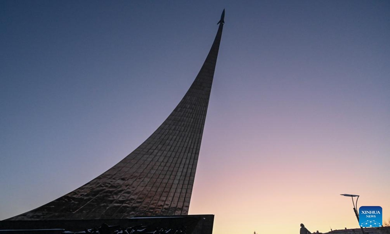 This photo taken on Jan. 13, 2024 shows the Monument to the Conquerors of Space in Moscow, Russia. (Xinhua/Cao Yang)