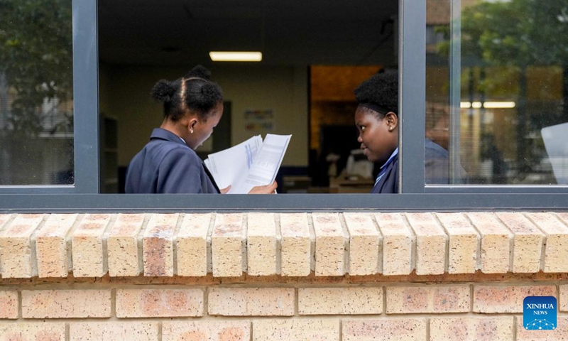 Students are seen on the first day of a new semester at a school in Johannesburg, South Africa, Jan. 17, 2024. Primary, secondary and preschool students in Johannesburg started a new semester this week.(Photo: Xinhua)