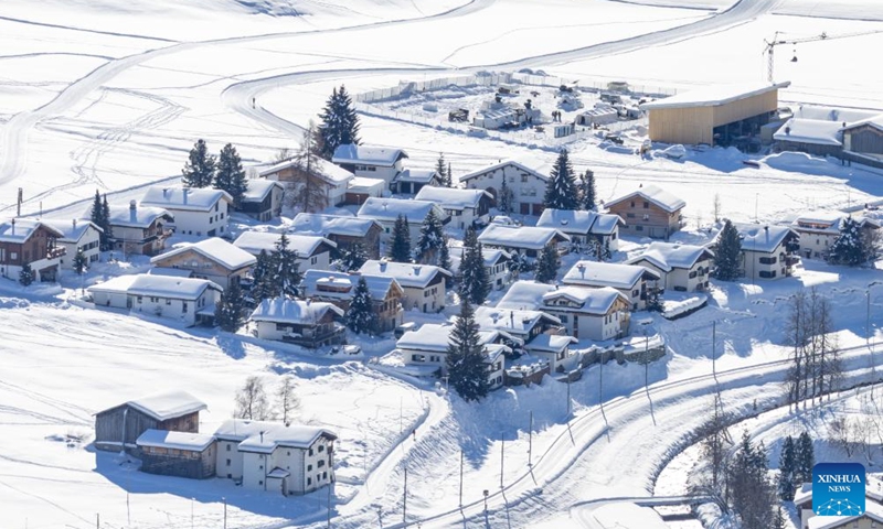 This photo taken on Jan. 16, 2024 shows a view of the snow-covered Davos in Switzerland.(Photo: Xinhua)