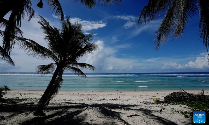 This photo taken on Jan. 20, 2024 shows a coastal view of the Republic of Nauru. (Xinhua/Wang Shen)