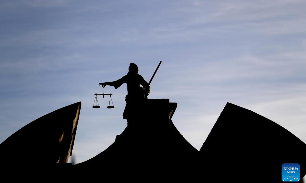 A statue is pictured in Dublin, Ireland, Jan. 15, 2024. (Xinhua/Li Ying)