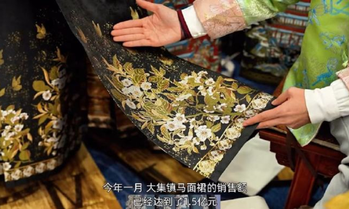 Throughout the Spring Festival, the horse-face skirts, which sold 300 million yuan($41.7 million), were still in short supply, with 150 million sold in just Daji town. Photo: web