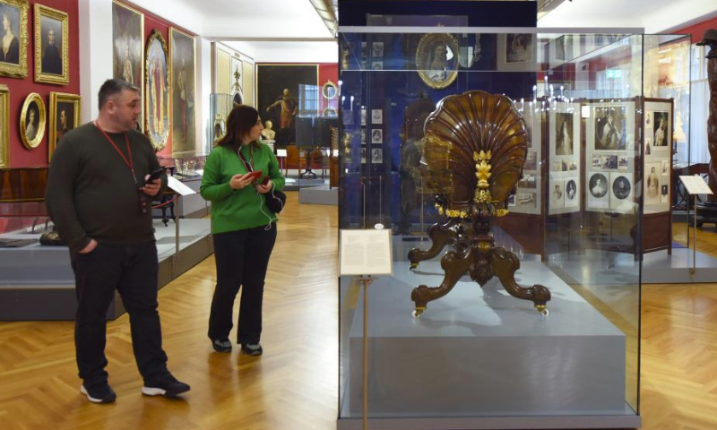 People visit the Vienna Furniture Museum in Vienna, Austria, March 1, 2024. With 165,000 exhibits, the Vienna Furniture Museum is one of the world's largest furniture museums today, presenting the culture of furniture from over three centuries. (Xinhua/He Canling)