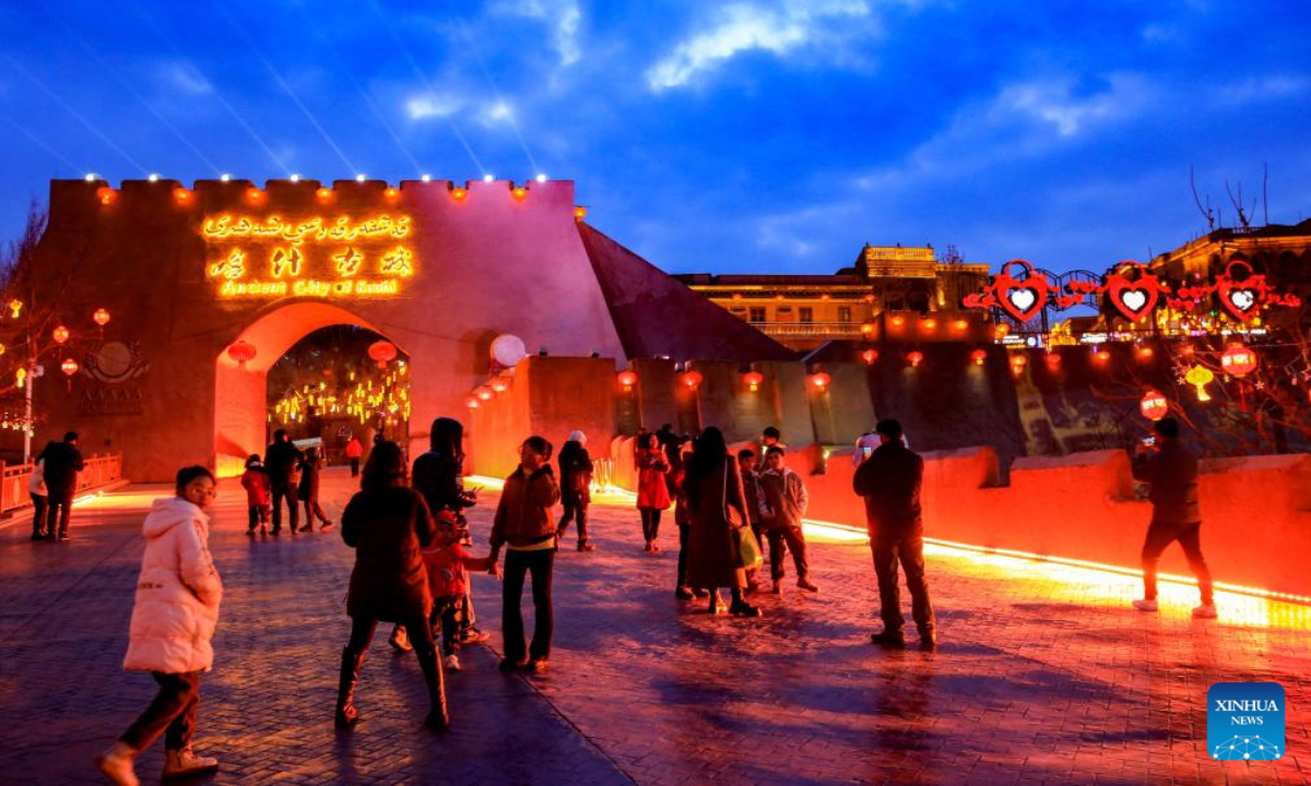 People visit the ancient city of Kashgar, northwest China's Xinjiang Uygur Autonomous Region, Feb 5, 2024. Photo:Xinhua