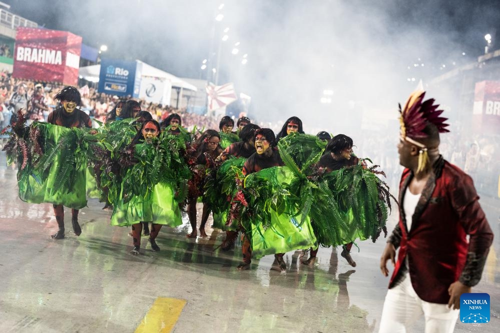 Performers participate in a carnival parade rehearsal in Rio de Janeiro, Brazil, Jan. 21, 2024.(Photo: Xinhua)