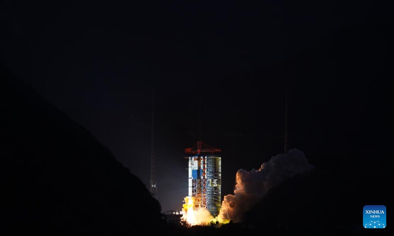 A Long March-2C carrier rocket carrying 11 Geely-02 constellation satellites blasts off from the Xichang Satellite Launch Center in southwest China's Sichuan Province, Feb. 3, 2024.