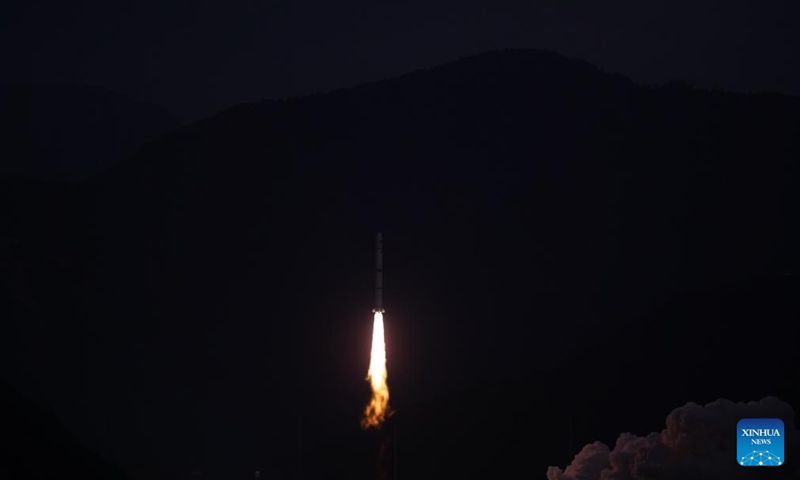 A Long March-2C carrier rocket carrying 11 Geely-02 constellation satellites blasts off from the Xichang Satellite Launch Center in southwest China's Sichuan Province, Feb. 3, 2024.