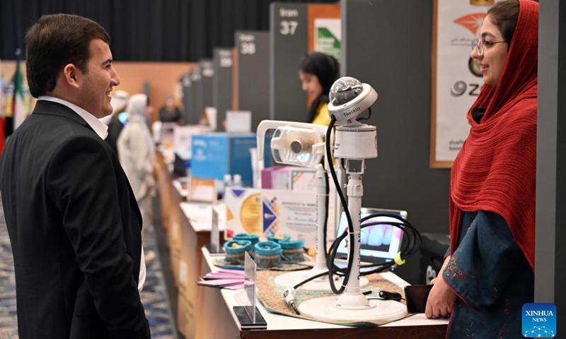 People visit the 14th International Invention Fair in the Middle East in Kuwait City, Kuwait, Feb. 5, 2024. The 14th International Invention Fair in the Middle East (IIFME) took place from Feb. 4 to Feb. 7 in Kuwait.(Photo: Xinhua)