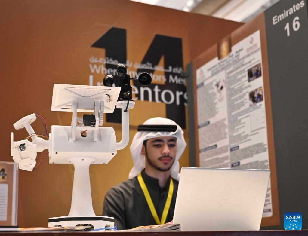 This photo taken on Feb. 5, 2024 shwos a view of the 14th International Invention Fair in the Middle East in Kuwait City, Kuwait. The 14th International Invention Fair in the Middle East (IIFME) took place from Feb. 4 to Feb. 7 in Kuwait.(Photo: Xinhua)