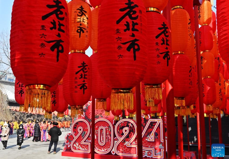 Lanterns are seen in Shenyang, northeast China's Liaoning Province, Feb. 9, 2024. People across the country held various celebrations on Friday, the Chinese Lunar New Year's eve, to welcome the traditional festival. Photo: Xinhua