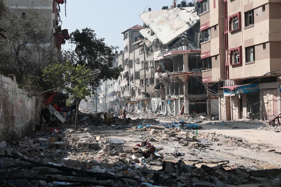 Destroyed buildings are pictured in Gaza City, Feb. 26, 2024.(Photo: Xinhua)