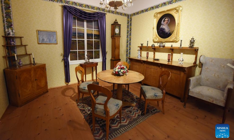 This photo taken on March 1, 2024 shows a dining room sample of the early 19th century at the Vienna Furniture Museum in Vienna, Austria. With 165,000 exhibits, the Vienna Furniture Museum is one of the world's largest furniture museums today, presenting the culture of furniture from over three centuries. (Photo: Xinhua)