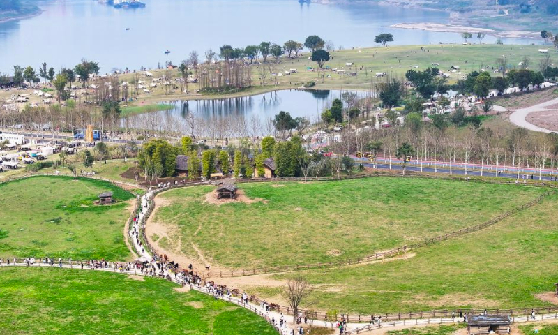 An aerial drone photo shows a view of Guangyang Isle in southwest China's Chongqing, March 16, 2024. Guangyang Isle, the most extensive green island in the upper reaches of the Yangtze River, has been turned into an ecological restoration and protection classroom for ecotourists and school children.

The local ecosystem and biodiversity were once seriously threatened due to real-estate projects in the area. However, the local government brought harmful projects of this sort to a halt in 2017, starting the restoration of the environment on the island. (Xinhua/Wang Quanchao)