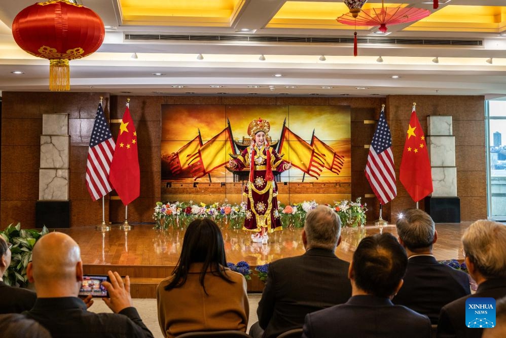 Audience watch performance of an excerpt from the renowned Henan opera Hua Mulan at an event held at the Chinese Consulate General in New York,the United States, on Feb. 29, 2024.(Photo: Xinhua)