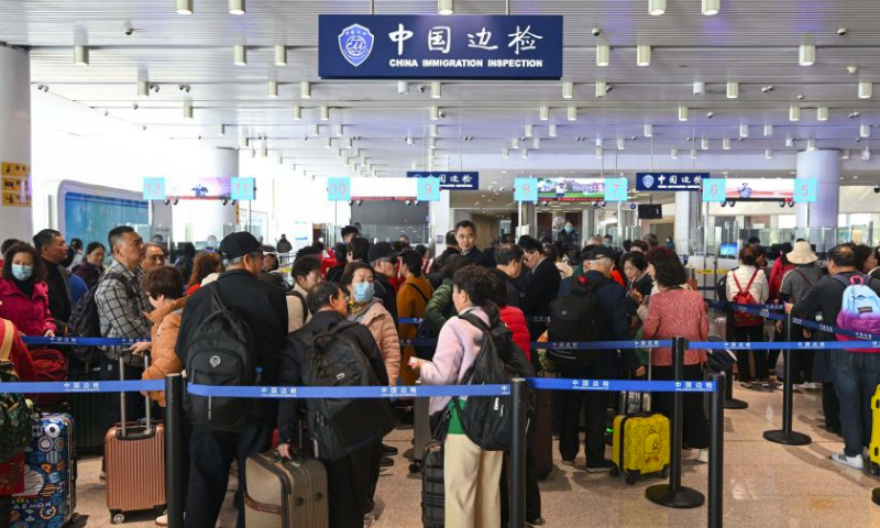 Passengers wait to go through entry procedures at Tianjin International Cruise Home Port in north China's Tianjin Municipality, March 23, 2024. As the largest cruise home port in north China, Tianjin International Cruise Home Port has handled more than 200,000 inbound and outbound passengers since its full resumption of international cruise ship transport on Sept. 27, 2023.

The port is expected to welcome over 120 international cruise ships in 2024. (Xinhua/Sun Fanyue)