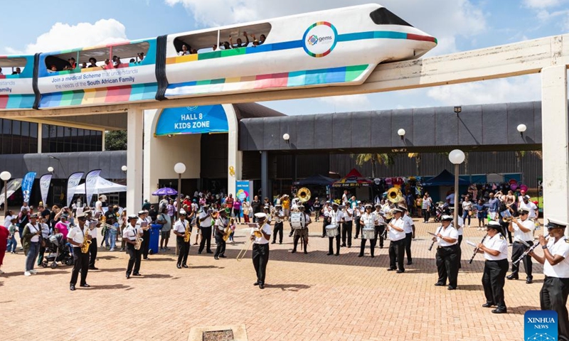 Members of South African Navy Band perform during the Rand Show 2024 in Johannesburg, South Africa, March 30, 2024. The Rand Show 2024, the annual entertainment and shopping extravaganza in South Africa, is held from March 28 to April 1 at the Johannesburg Expo Center. (Xinhua/Zhang Yudong)