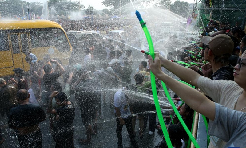 People spray water to celebrate water festival in Myanmar - Global Times