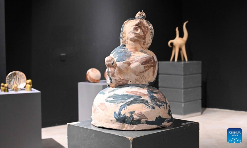 Artworks are displayed at a ceramics exhibition held at the Modern Art Museum in Kuwait City, Kuwait, April 15, 2024.(Photo: Xinhua)