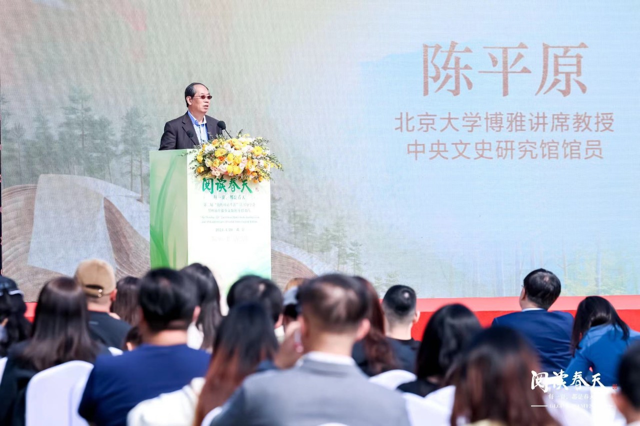 Chen Pingyuan, Boya chair professor at Peking University and researcher at the China Central Institute for Culture and History, gives a speech.