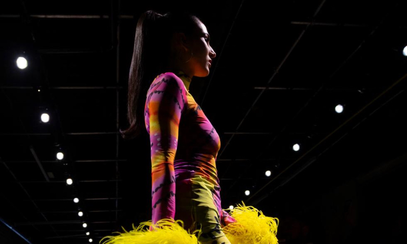 A model presents a creation at the 2024 Fashion Art Toronto's fashion week in Toronto, Canada, May 2, 2024. The fashion week kicked off here on Thursday and will last untill May 5. (Photo by Zou Zheng/Xinhua)